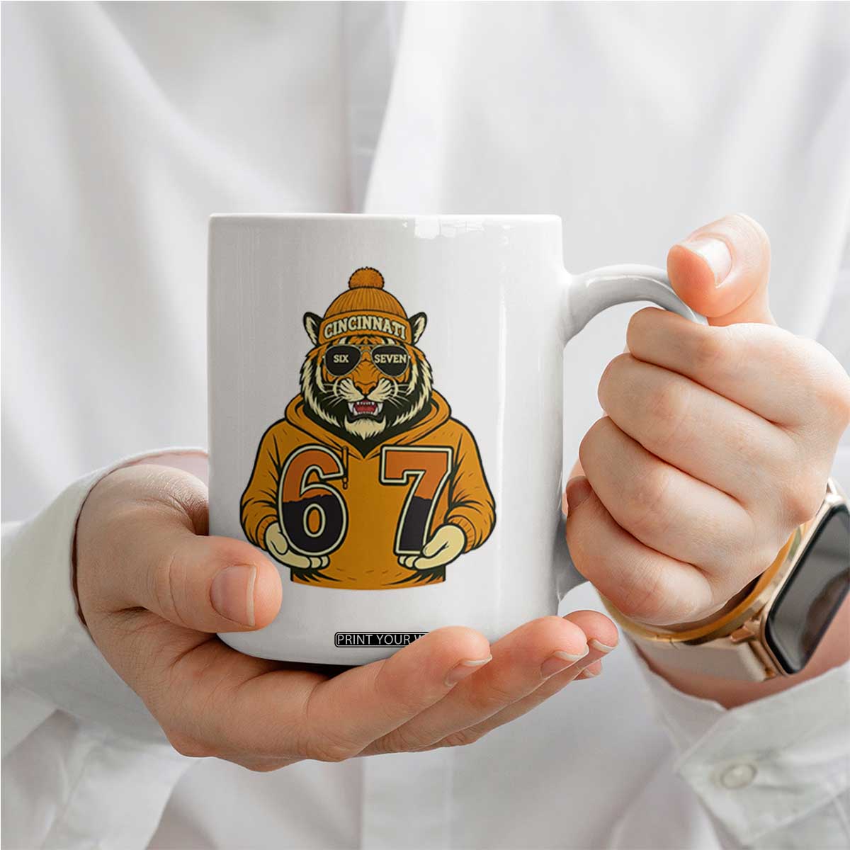 Six Seven Meme Tiger Football Fan Coffee Mug Gen Alpha Slang Gift TS12 Print Your Wear