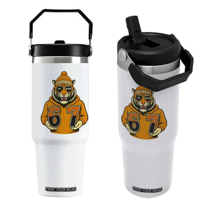 Six Seven Meme Tiger Football Fan Flip Straw Tumbler Gen Alpha Slang Gift TS12 One Size: 30 oz White Print Your Wear