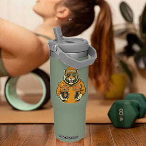 Six Seven Meme Tiger Football Fan Flip Straw Tumbler Gen Alpha Slang Gift TS12 One Size: 30 oz Moss Green Print Your Wear
