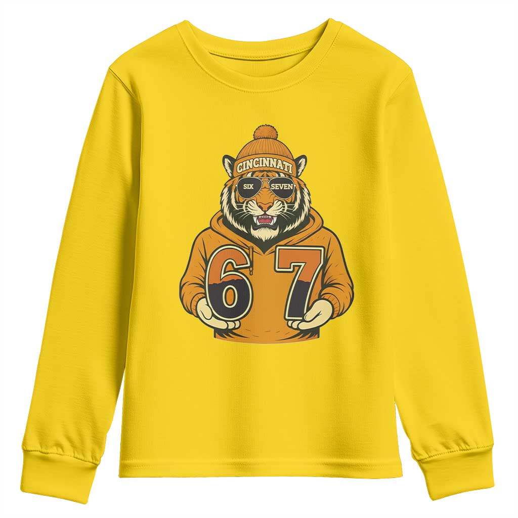 Six Seven Meme Tiger Football Fan Youth Sweatshirt Gen Alpha Slang Gift TS12 Daisy Print Your Wear