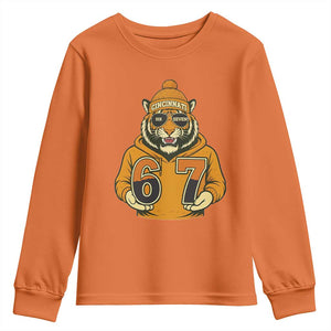 Six Seven Meme Tiger Football Fan Youth Sweatshirt Gen Alpha Slang Gift TS12 Orange Print Your Wear