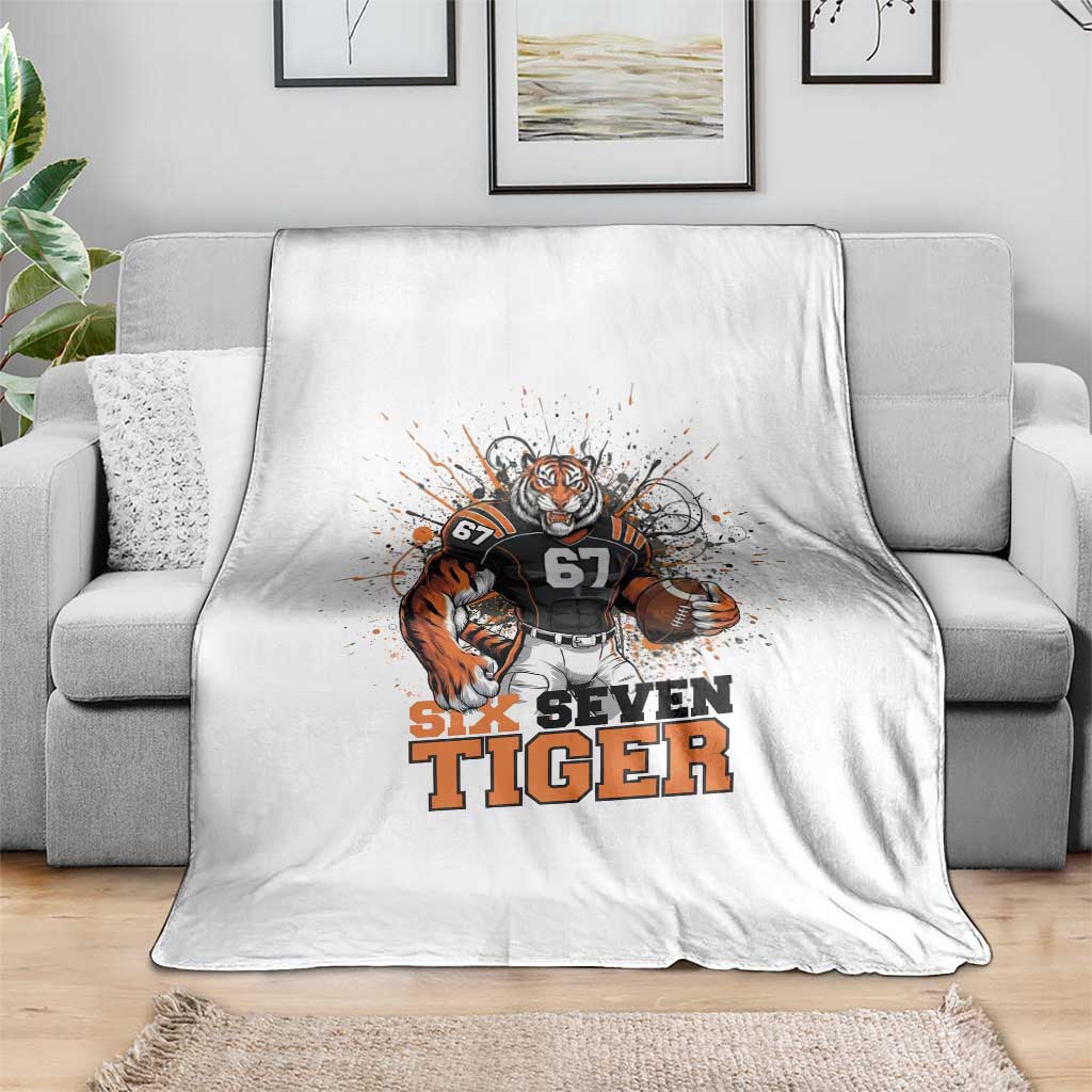 Six Seven Meme Tiger Football Throw Blanket Funny Gen Z Alpha Gift TS12 Print Your Wear