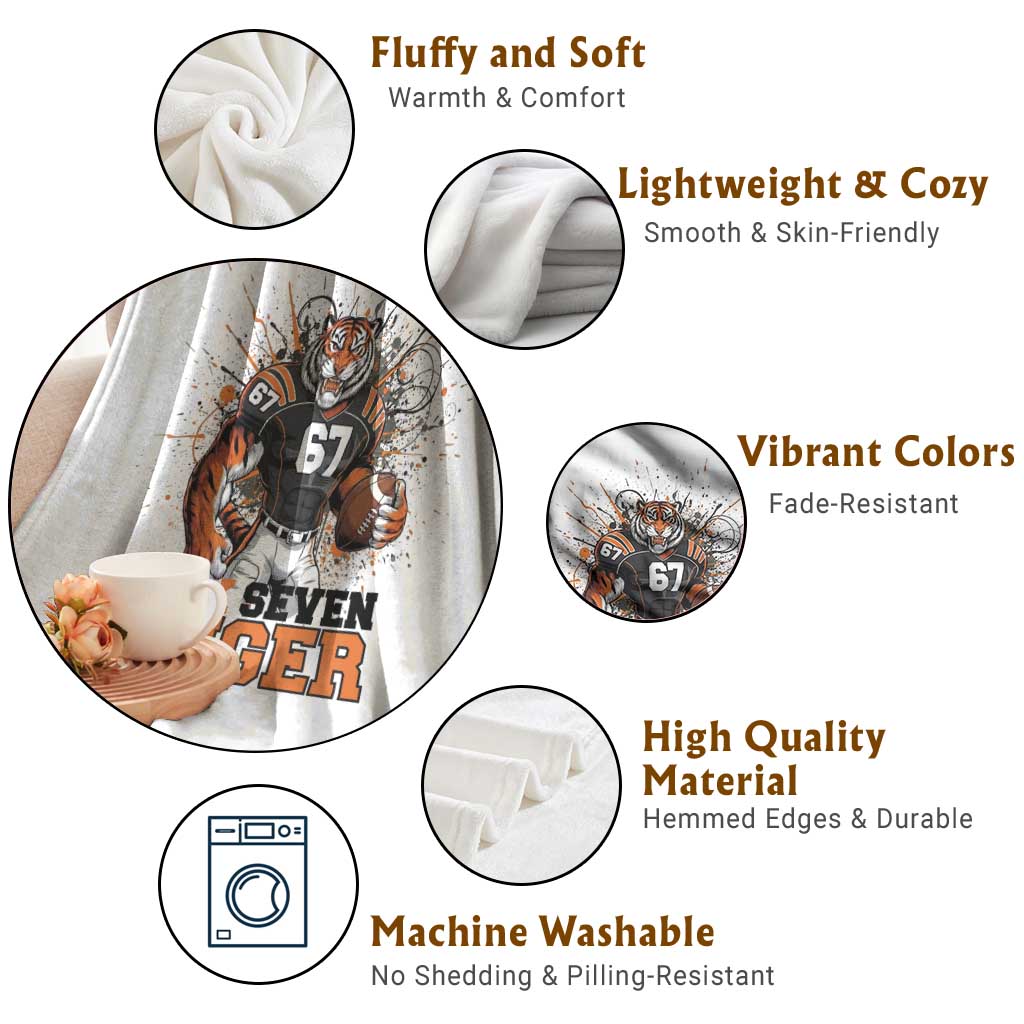 Six Seven Meme Tiger Football Throw Blanket Funny Gen Z Alpha Gift TS12 Print Your Wear