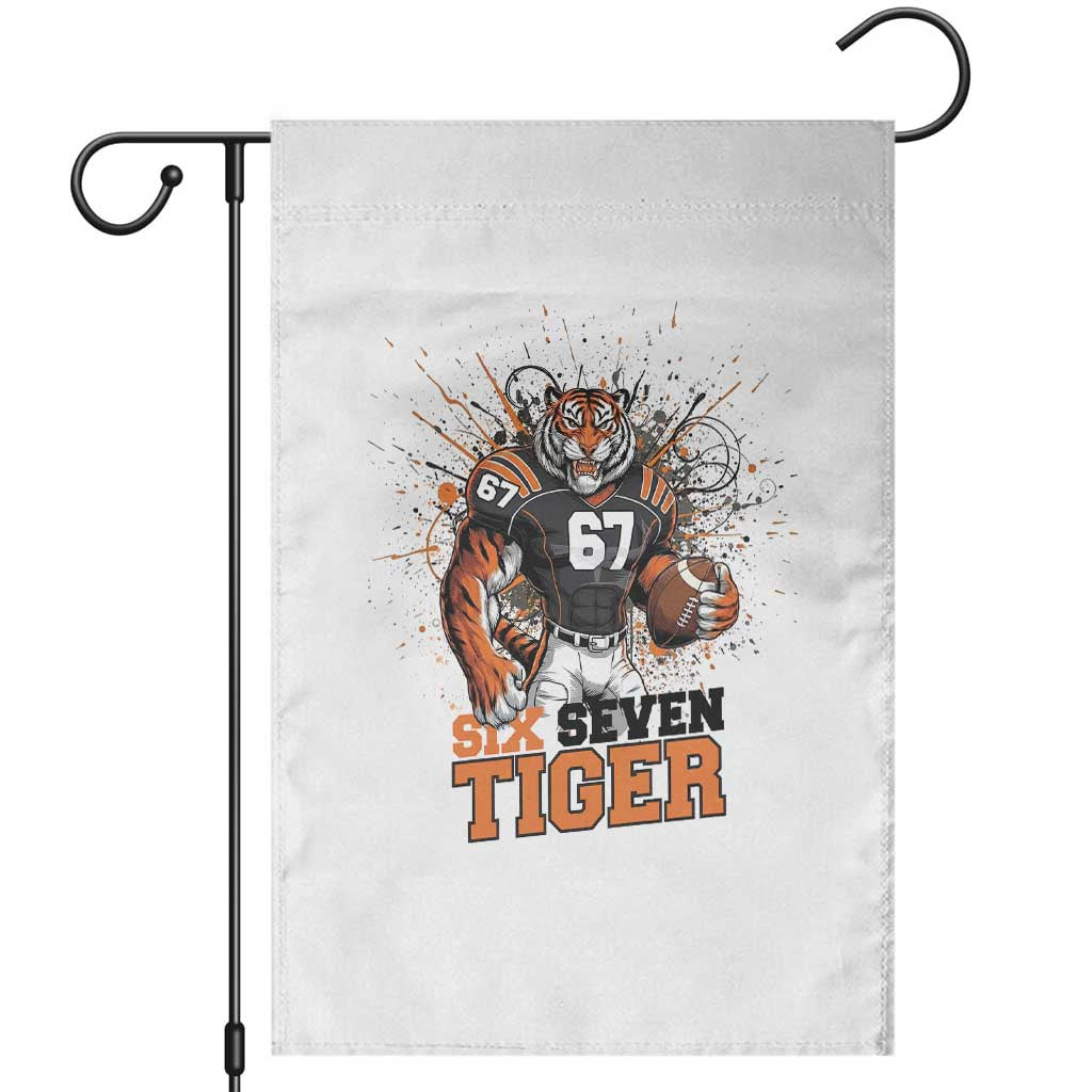 Six Seven Meme Tiger Football Garden Flag Funny Gen Z Alpha Gift TS12 White Print Your Wear