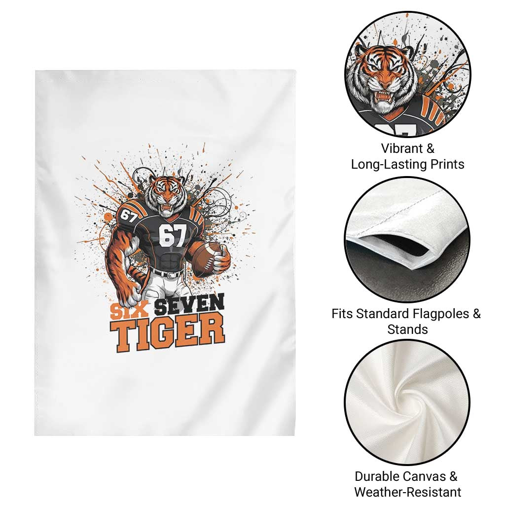 Six Seven Meme Tiger Football Garden Flag Funny Gen Z Alpha Gift TS12 Print Your Wear
