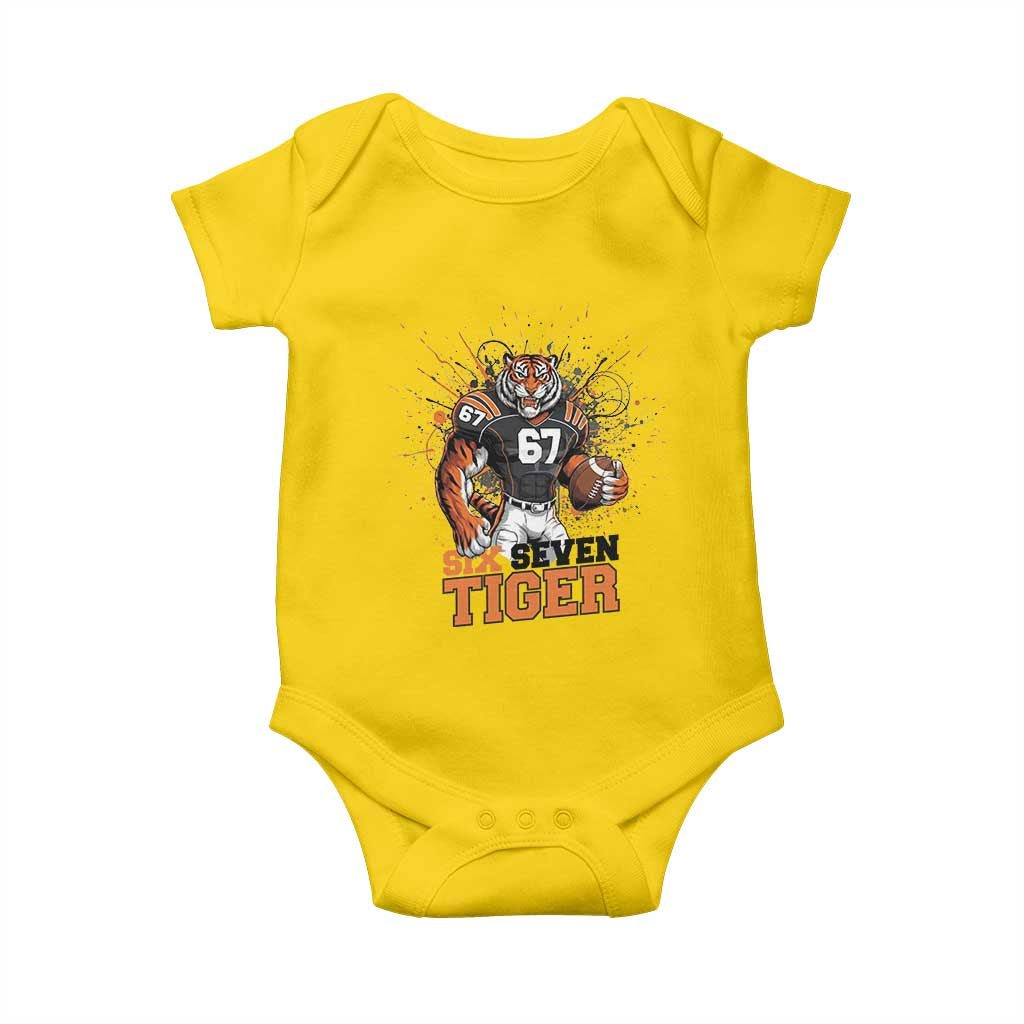 Six Seven Meme Tiger Football Baby Onesie Funny Gen Z Alpha Gift TS12 Daisy Print Your Wear
