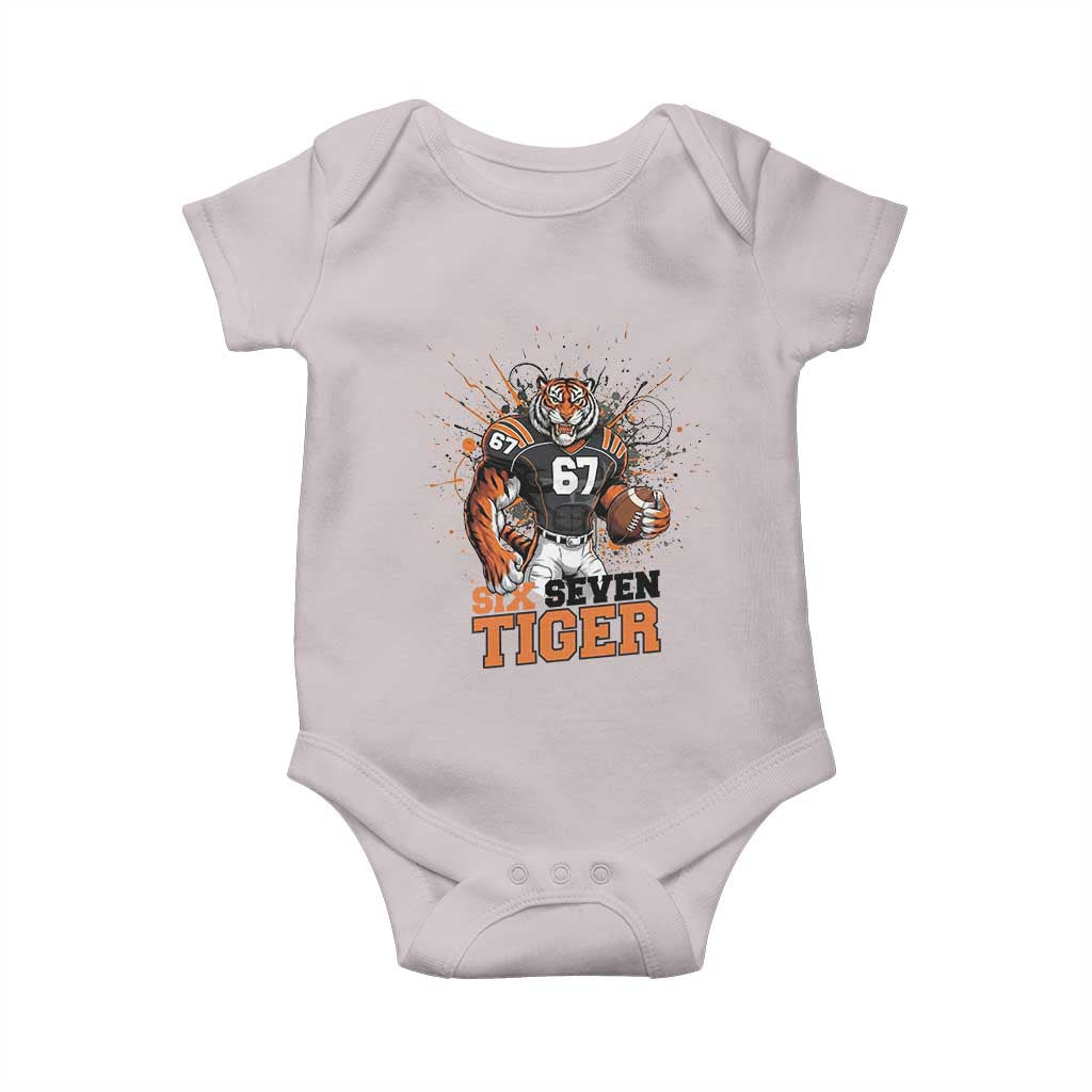 Six Seven Meme Tiger Football Baby Onesie Funny Gen Z Alpha Gift TS12 Ice Gray Print Your Wear
