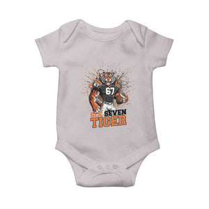 Six Seven Meme Tiger Football Baby Onesie Funny Gen Z Alpha Gift TS12 Ice Gray Print Your Wear