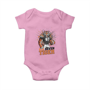 Six Seven Meme Tiger Football Baby Onesie Funny Gen Z Alpha Gift TS12 Light Pink Print Your Wear