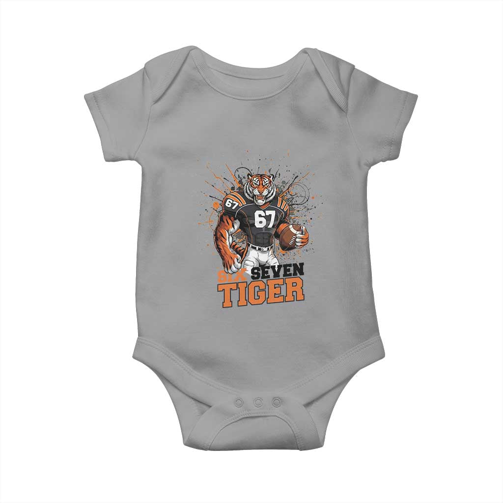 Six Seven Meme Tiger Football Baby Onesie Funny Gen Z Alpha Gift TS12 Sport Gray Print Your Wear