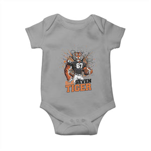 Six Seven Meme Tiger Football Baby Onesie Funny Gen Z Alpha Gift TS12 Sport Gray Print Your Wear