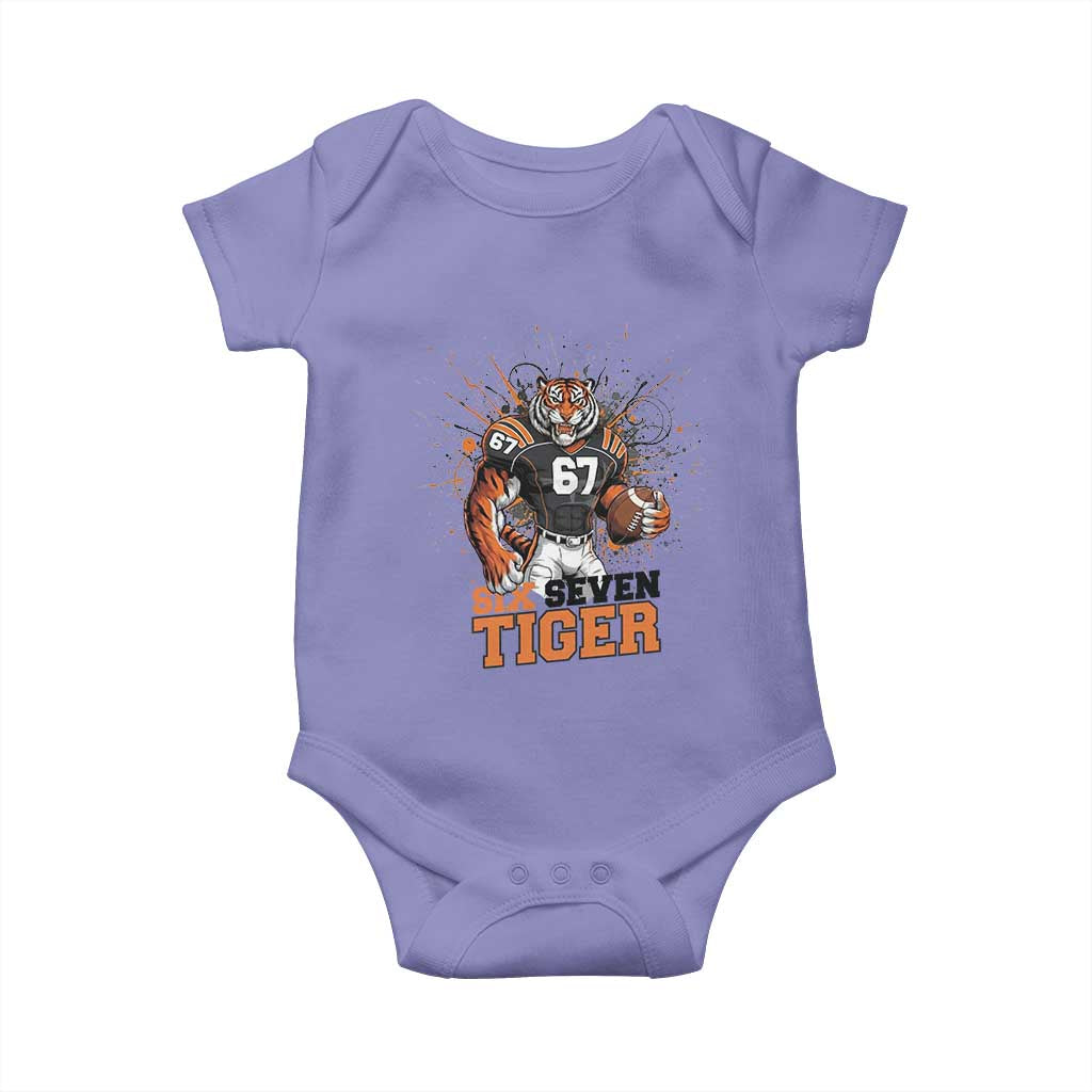 Six Seven Meme Tiger Football Baby Onesie Funny Gen Z Alpha Gift TS12 Violet Print Your Wear