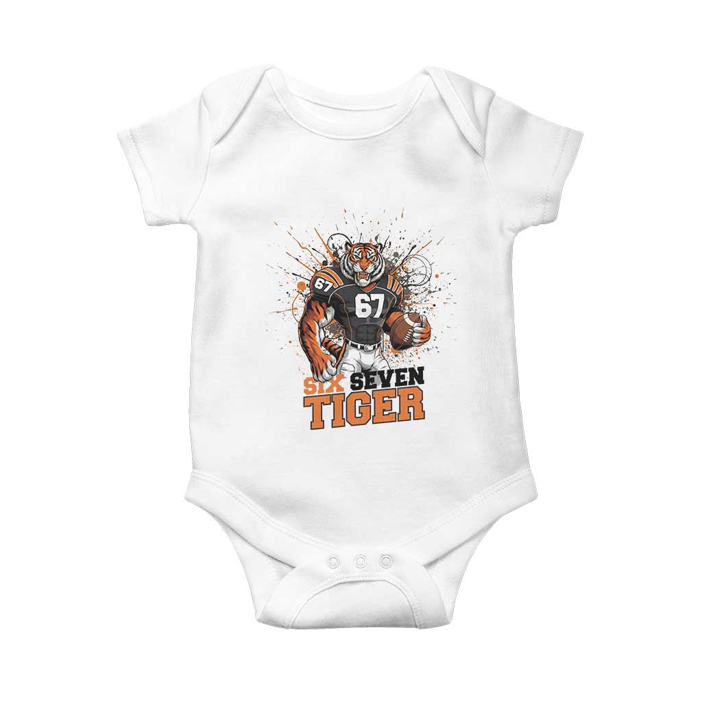 Six Seven Meme Tiger Football Baby Onesie Funny Gen Z Alpha Gift TS12 White Print Your Wear
