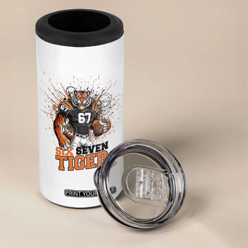 Six Seven Meme Tiger Football 4 in 1 Can Cooler Tumbler Funny Gen Z Alpha Gift TS12 Print Your Wear