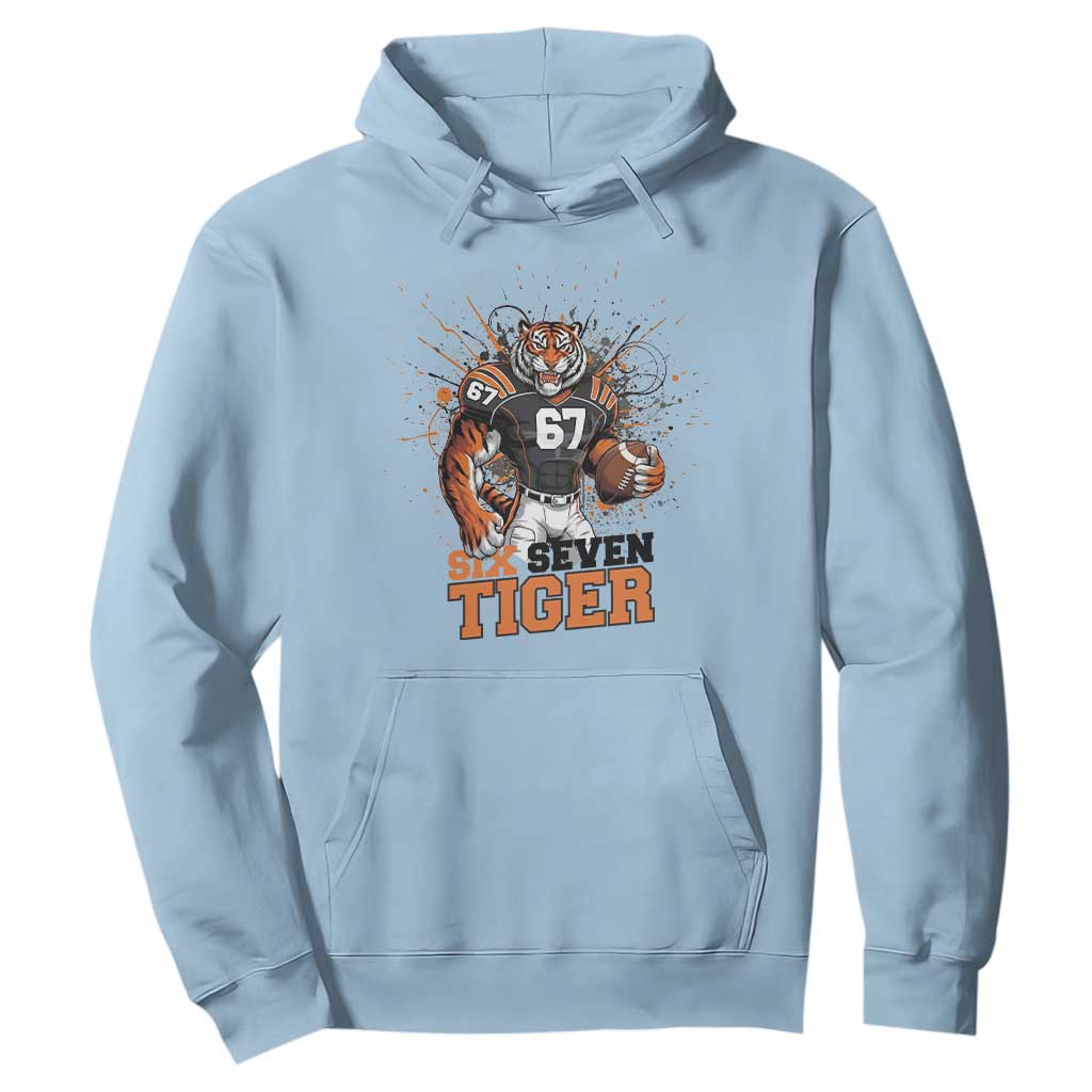 Six Seven Meme Tiger Football Hoodie Funny Gen Z Alpha Gift TS12 Light Blue Print Your Wear