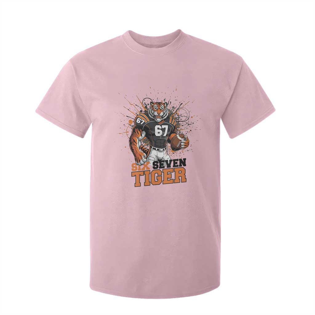 Six Seven Meme Tiger Football T Shirt For Kid Funny Gen Z Alpha Gift TS12 Light Pink Print Your Wear