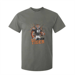 Six Seven Meme Tiger Football T Shirt For Kid Funny Gen Z Alpha Gift TS12 Military Green Print Your Wear