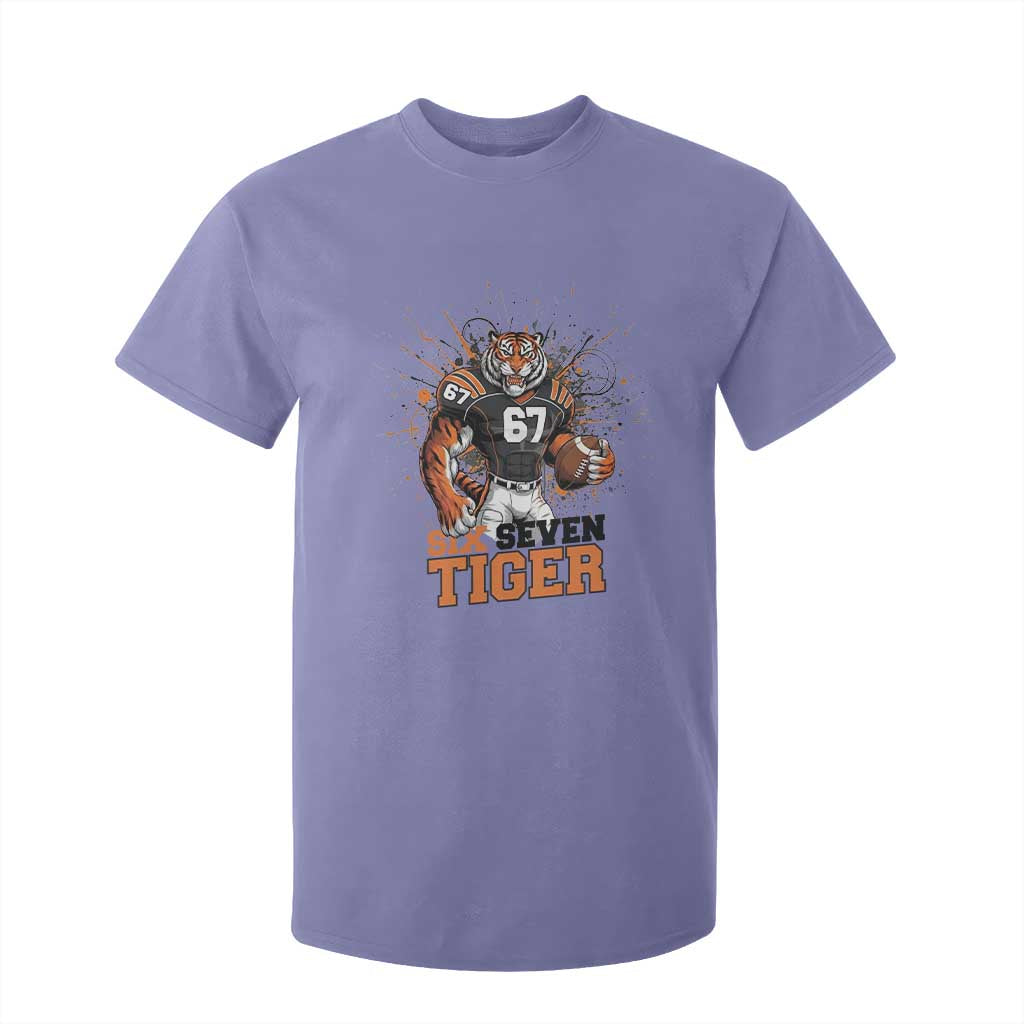 Six Seven Meme Tiger Football T Shirt For Kid Funny Gen Z Alpha Gift TS12 Violet Print Your Wear
