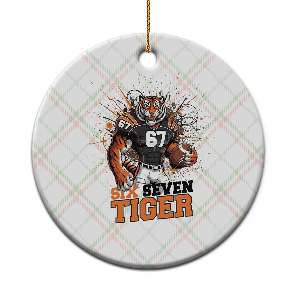 Six Seven Meme Tiger Football Ceramic Ornament Funny Gen Z Alpha Gift TS12 1pc Christmas Plaid Print Your Wear