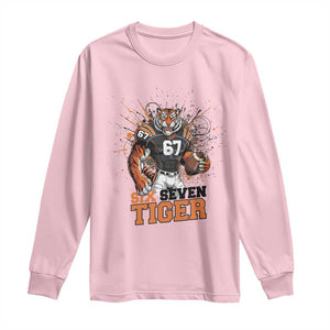 Six Seven Meme Tiger Football Long Sleeve Shirt Funny Gen Z Alpha Gift TS12 Light Pink Print Your Wear