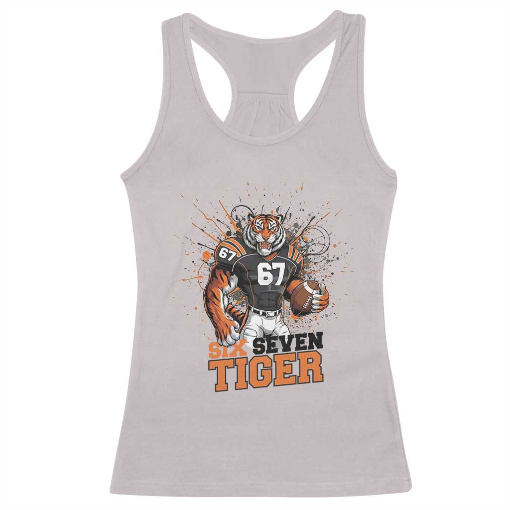 Six Seven Meme Tiger Football Racerback Tank Top Funny Gen Z Alpha Gift TS12 Ice Gray Print Your Wear