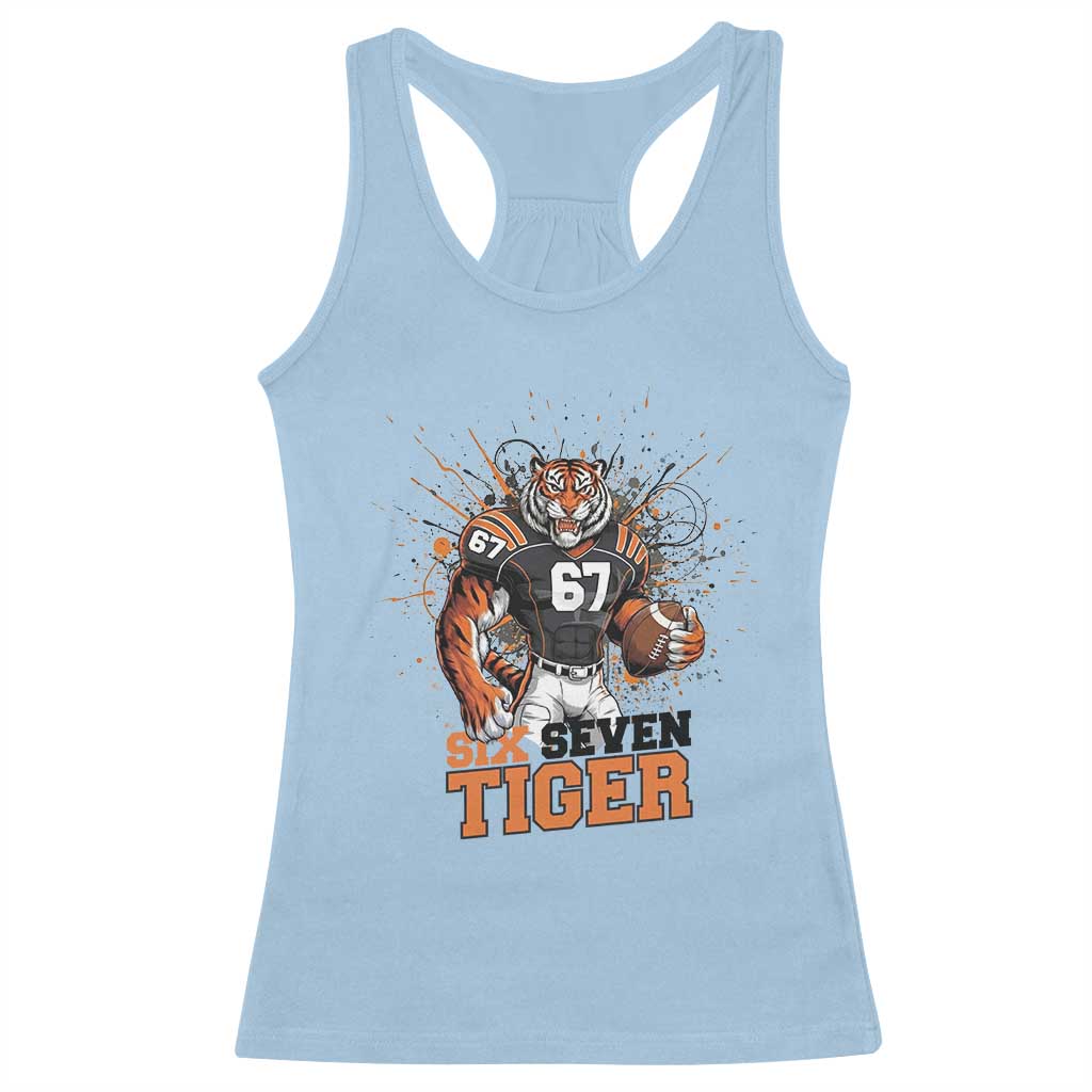 Six Seven Meme Tiger Football Racerback Tank Top Funny Gen Z Alpha Gift TS12 Light Blue Print Your Wear