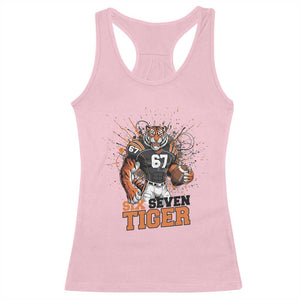 Six Seven Meme Tiger Football Racerback Tank Top Funny Gen Z Alpha Gift TS12 Light Pink Print Your Wear
