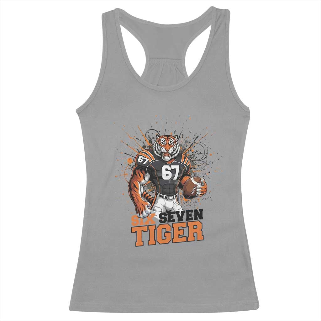 Six Seven Meme Tiger Football Racerback Tank Top Funny Gen Z Alpha Gift TS12 Sport Gray Print Your Wear