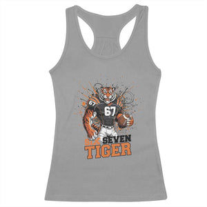 Six Seven Meme Tiger Football Racerback Tank Top Funny Gen Z Alpha Gift TS12 Sport Gray Print Your Wear