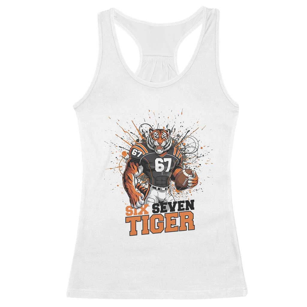 Six Seven Meme Tiger Football Racerback Tank Top Funny Gen Z Alpha Gift TS12 White Print Your Wear
