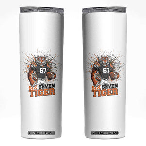 Six Seven Meme Tiger Football Skinny Tumbler Funny Gen Z Alpha Gift TS12 White Print Your Wear