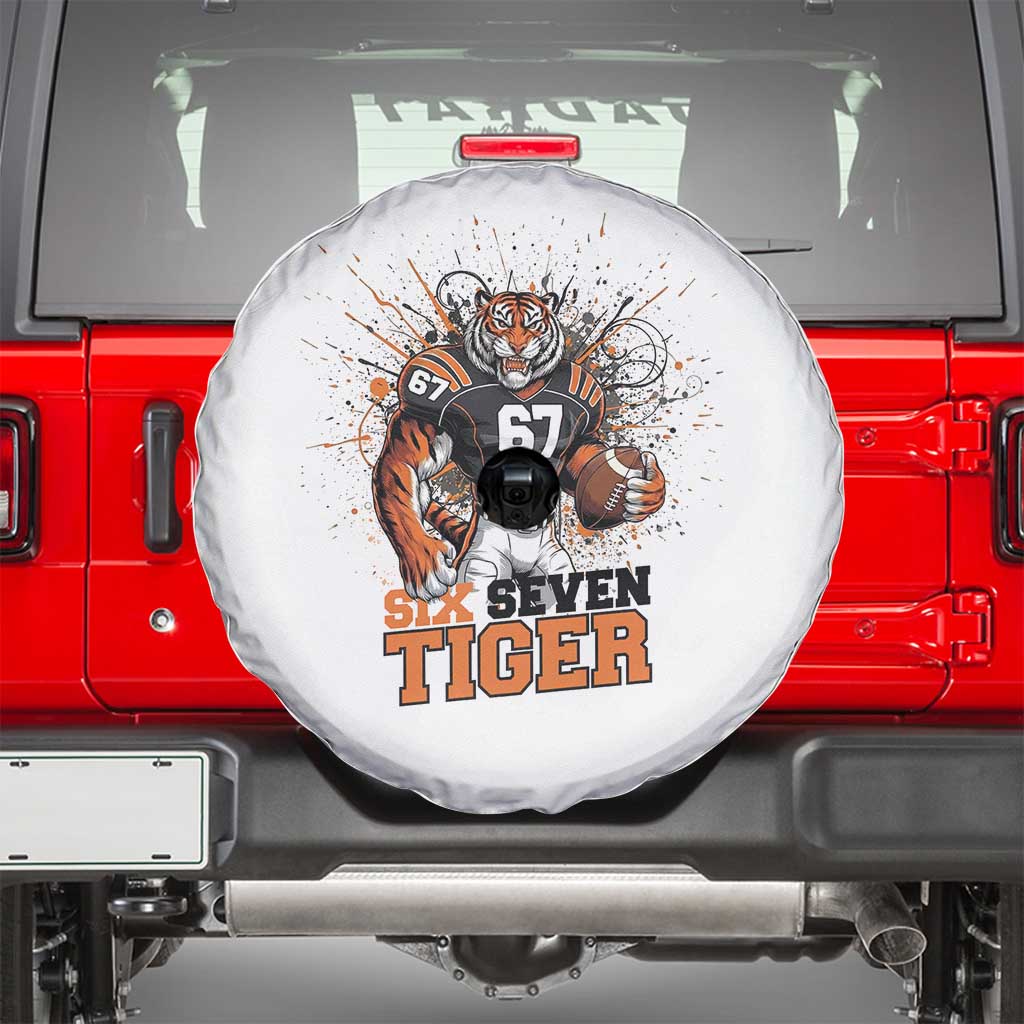 Six Seven Meme Tiger Football Spare Tire Cover Funny Gen Z Alpha Gift TS12 White Print Your Wear