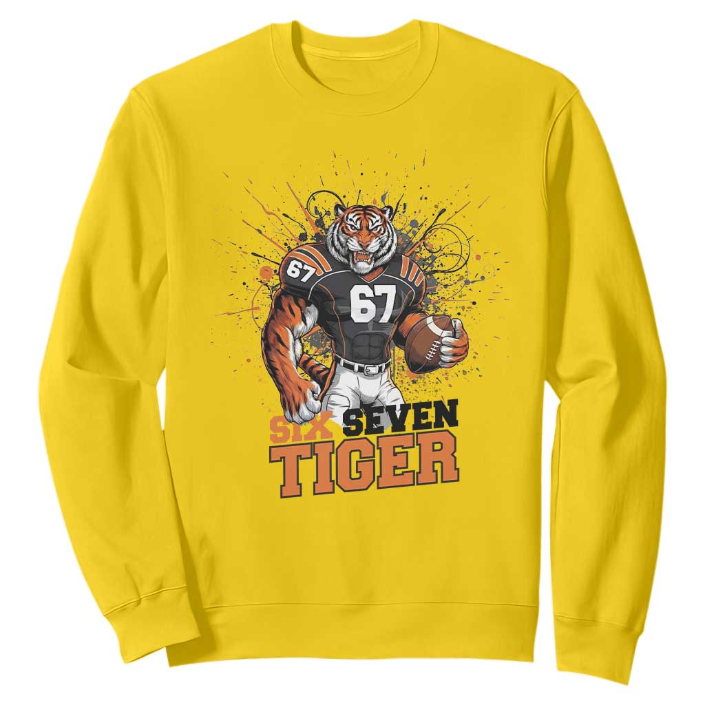Six Seven Meme Tiger Football Sweatshirt Funny Gen Z Alpha Gift TS12 Daisy Print Your Wear