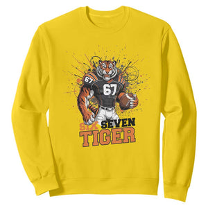 Six Seven Meme Tiger Football Sweatshirt Funny Gen Z Alpha Gift TS12 Daisy Print Your Wear