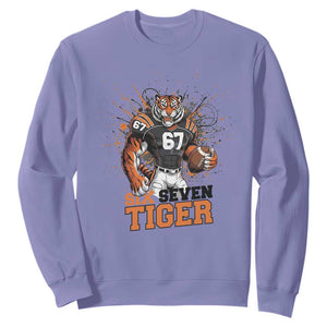 Six Seven Meme Tiger Football Sweatshirt Funny Gen Z Alpha Gift TS12 Violet Print Your Wear