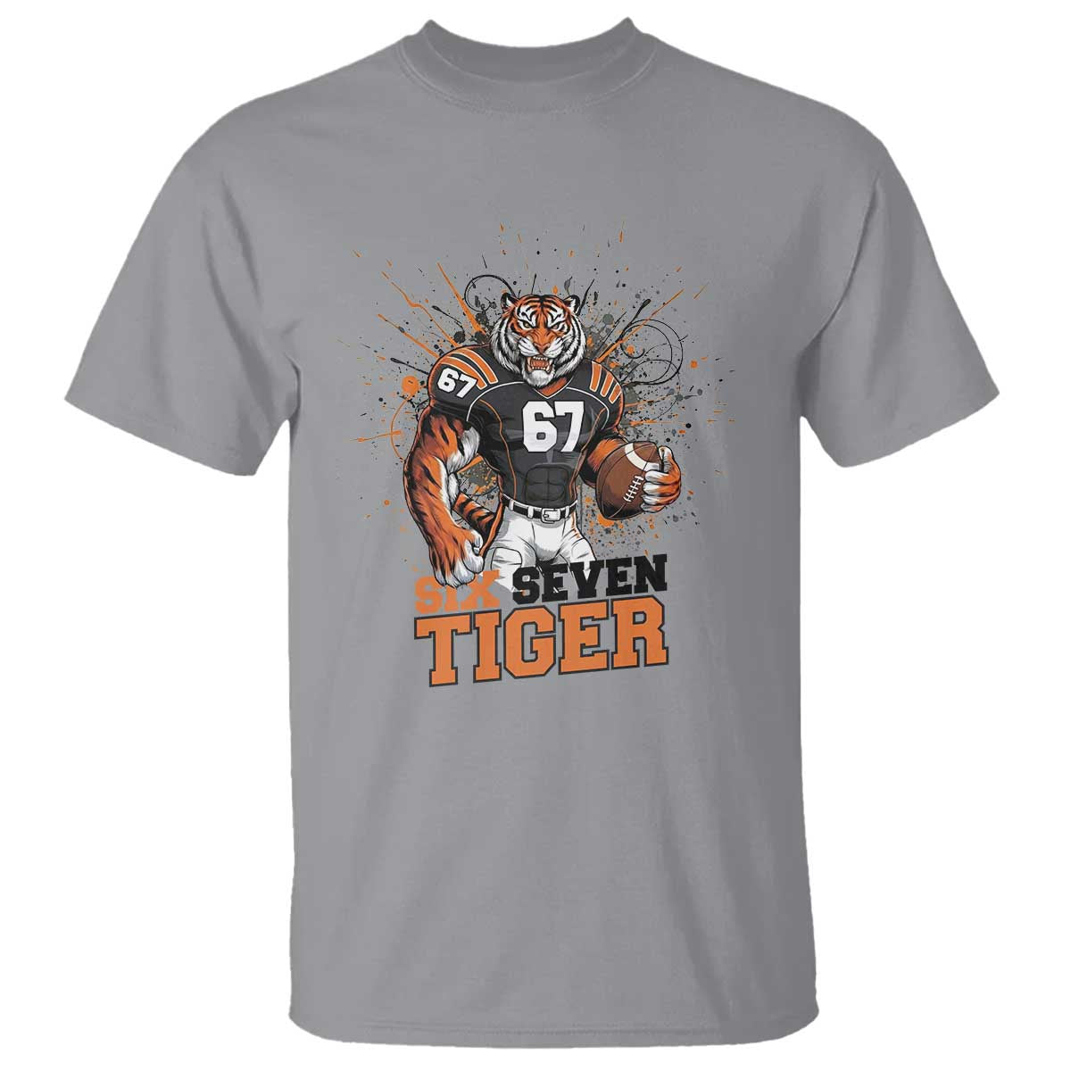 Six Seven Meme Tiger Football T Shirt Funny Gen Z Alpha Gift TS12 Sport Gray Print Your Wear