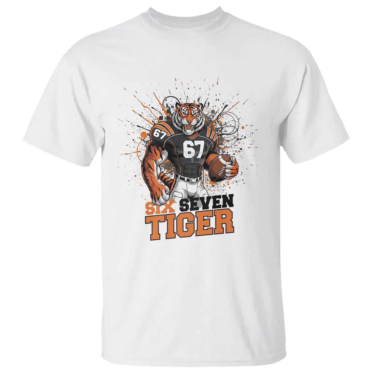 Six Seven Meme Tiger Football T Shirt Funny Gen Z Alpha Gift TS12 White Print Your Wear