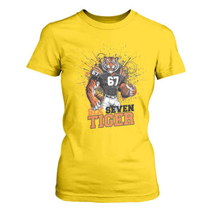 Six Seven Meme Tiger Football T Shirt For Women Funny Gen Z Alpha Gift TS12 Daisy Print Your Wear