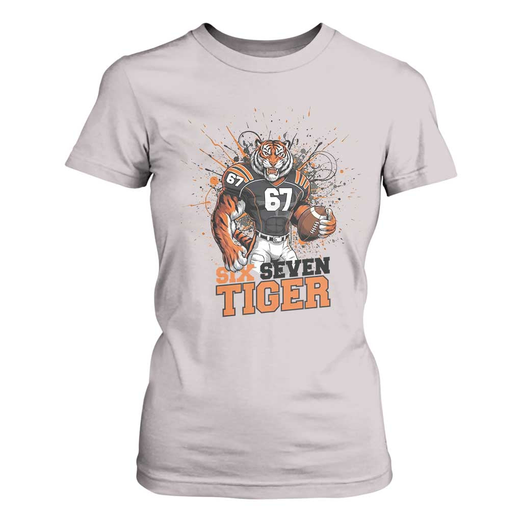 Six Seven Meme Tiger Football T Shirt For Women Funny Gen Z Alpha Gift TS12 Ice Gray Print Your Wear