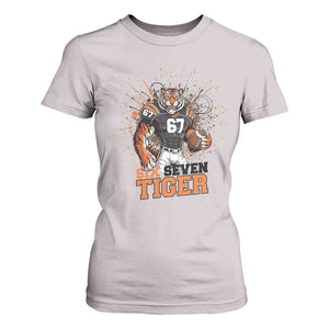 Six Seven Meme Tiger Football T Shirt For Women Funny Gen Z Alpha Gift TS12 Ice Gray Print Your Wear