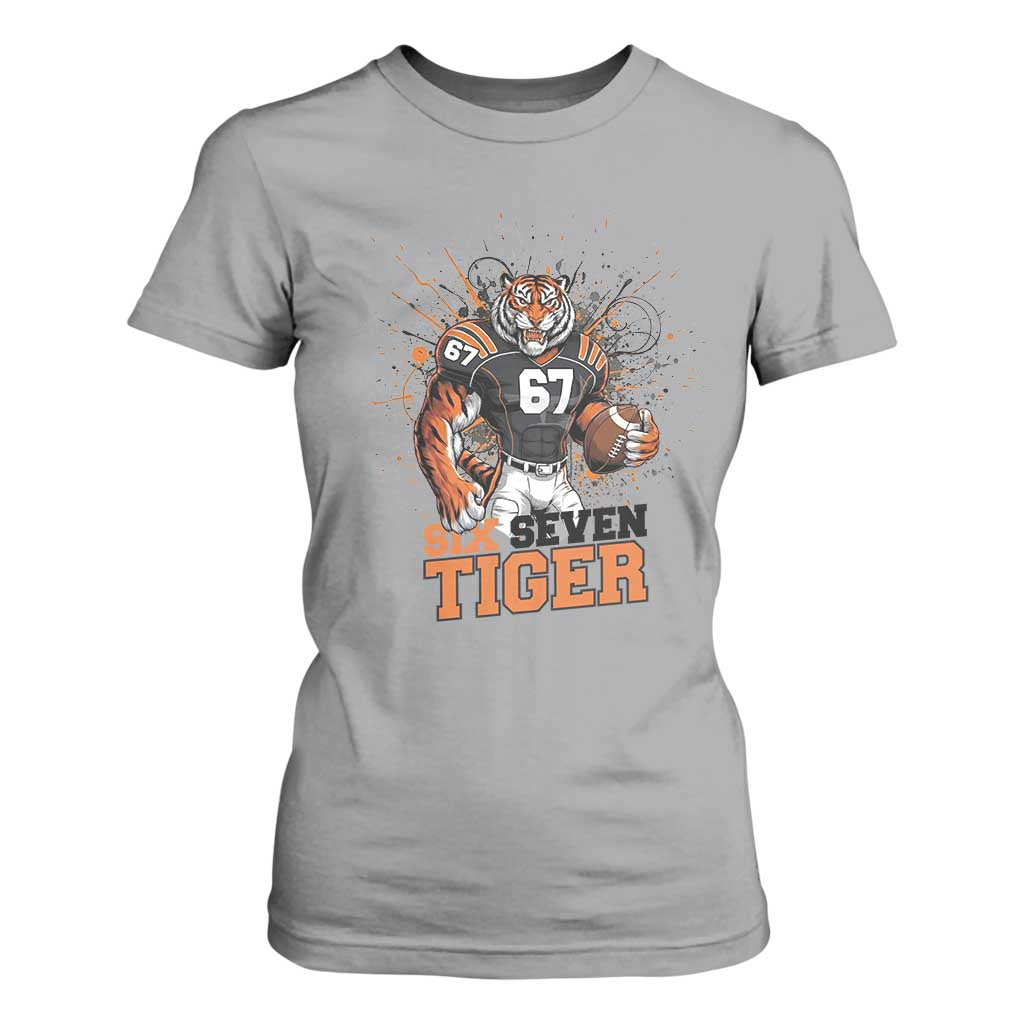 Six Seven Meme Tiger Football T Shirt For Women Funny Gen Z Alpha Gift TS12 Sport Gray Print Your Wear