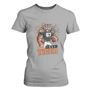 Six Seven Meme Tiger Football T Shirt For Women Funny Gen Z Alpha Gift TS12 Sport Gray Print Your Wear