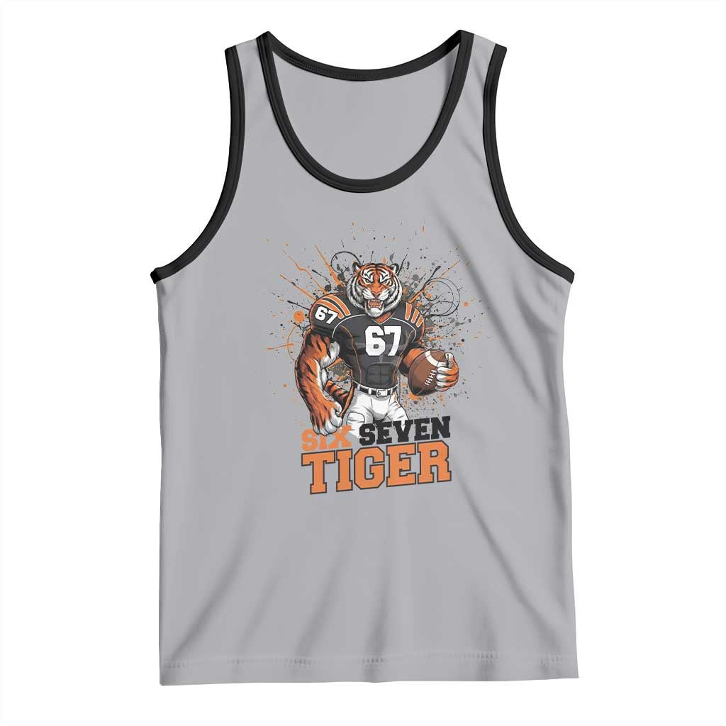 Six Seven Meme Tiger Football Tank Top Funny Gen Z Alpha Gift TS12 Athletic Heather Black Print Your Wear