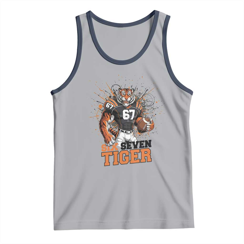 Six Seven Meme Tiger Football Tank Top Funny Gen Z Alpha Gift TS12 Athletic Heather Navy Print Your Wear