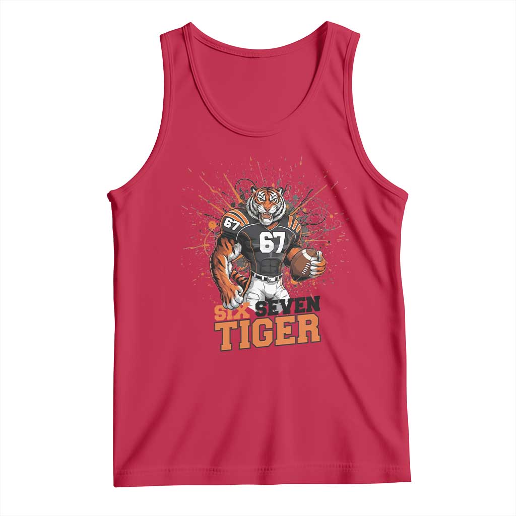 Six Seven Meme Tiger Football Tank Top Funny Gen Z Alpha Gift TS12 Red Print Your Wear