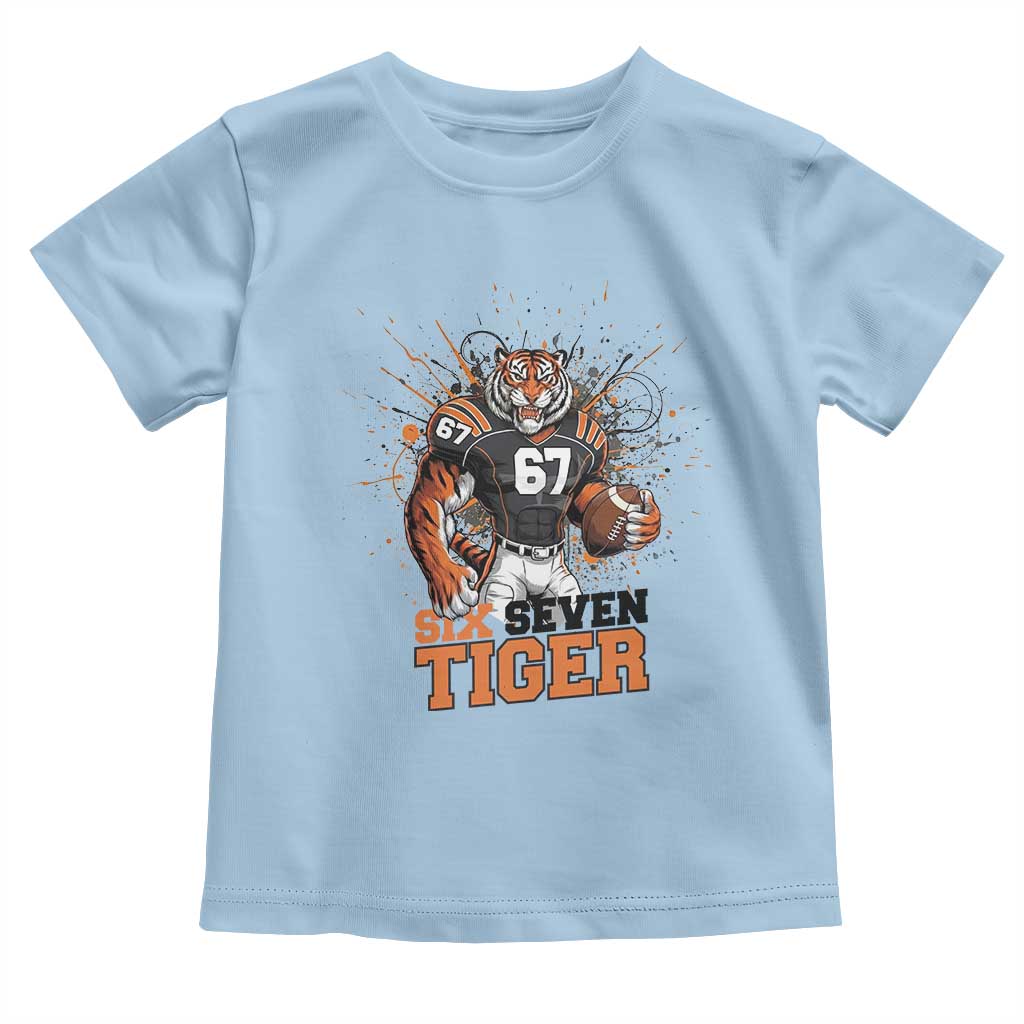 Six Seven Meme Tiger Football Toddler T Shirt Funny Gen Z Alpha Gift TS12 Light Blue Print Your Wear
