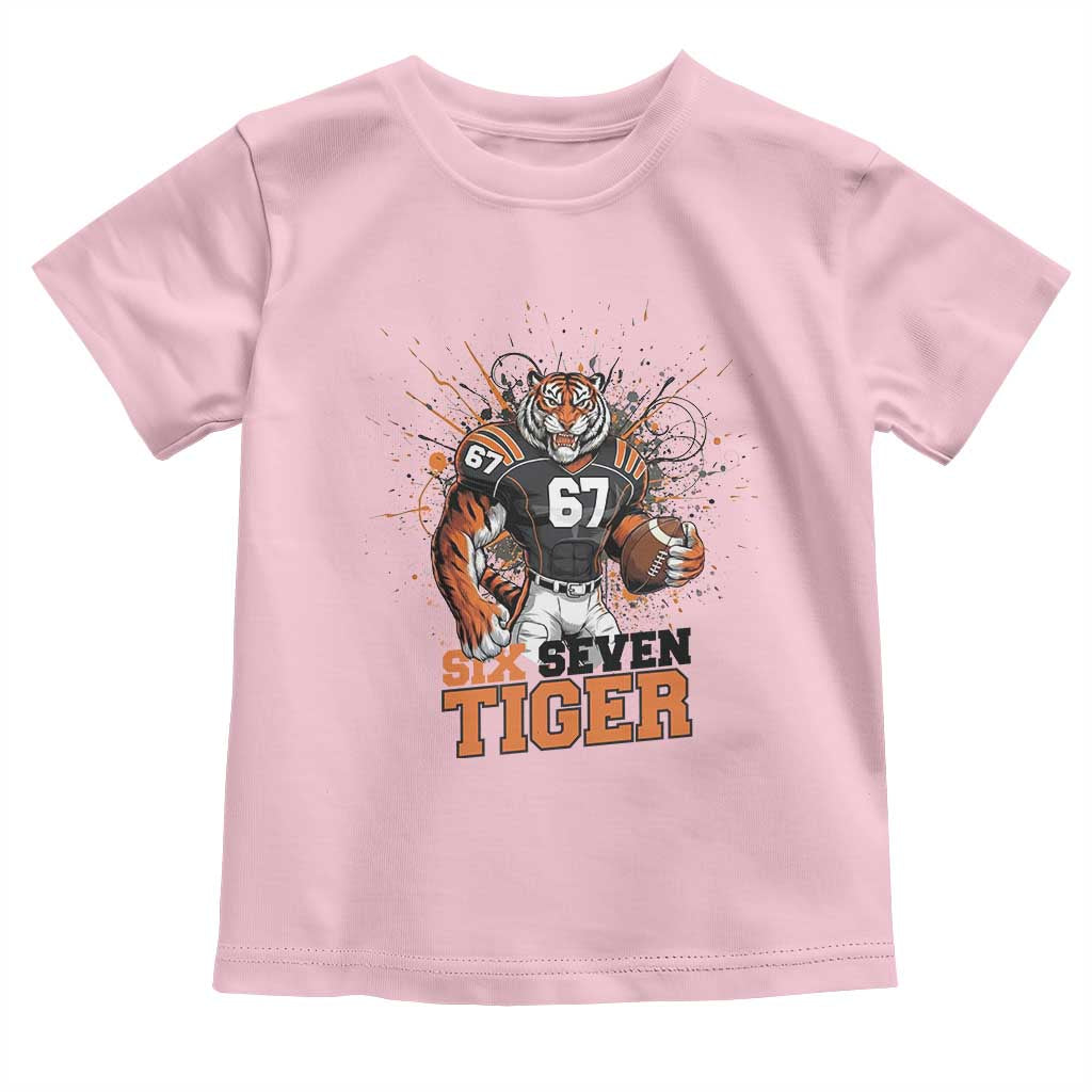 Six Seven Meme Tiger Football Toddler T Shirt Funny Gen Z Alpha Gift TS12 Light Pink Print Your Wear