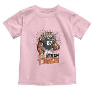 Six Seven Meme Tiger Football Toddler T Shirt Funny Gen Z Alpha Gift TS12 Light Pink Print Your Wear