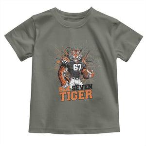 Six Seven Meme Tiger Football Toddler T Shirt Funny Gen Z Alpha Gift TS12 Military Green Print Your Wear