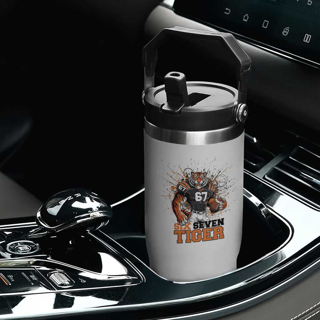 Six Seven Meme Tiger Football Flip Straw Tumbler Funny Gen Z Alpha Gift TS12 Print Your Wear